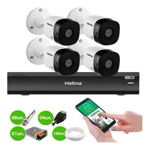 Kit 4 Câmeras de Segurança Giga Security 1080p Dome + DVR 4 Canais