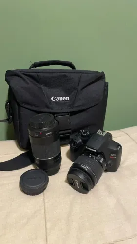 Kit Canon Rebel T6 (lente 18-55mm e 75-300mm)