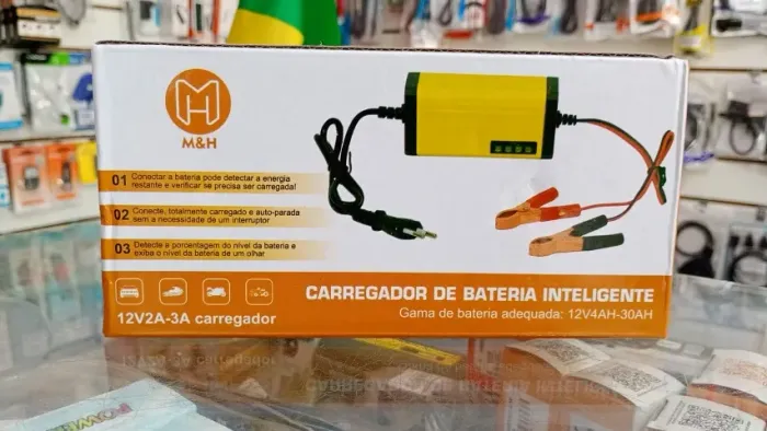 Carregador De Bateria Inteligente 12V 2A-3A Moto Carro - Novo