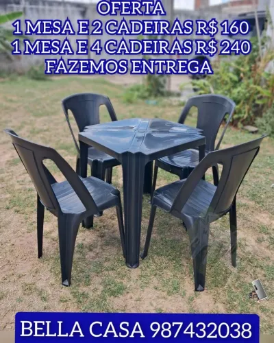 MESA MAIS CADEIRA DE PLASTICO COM O PREÇO BAIXO