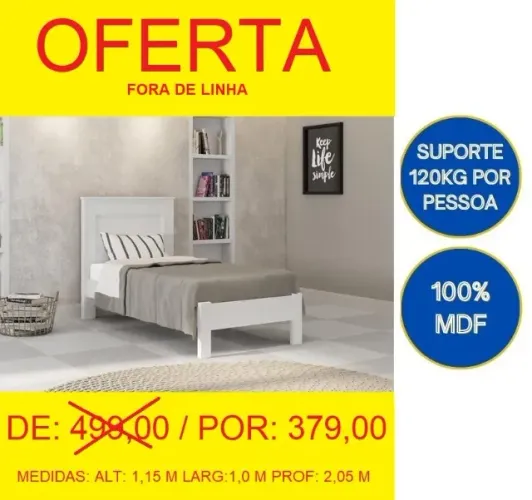 Cama solteiro branca super oferta - retire hoje mesmo