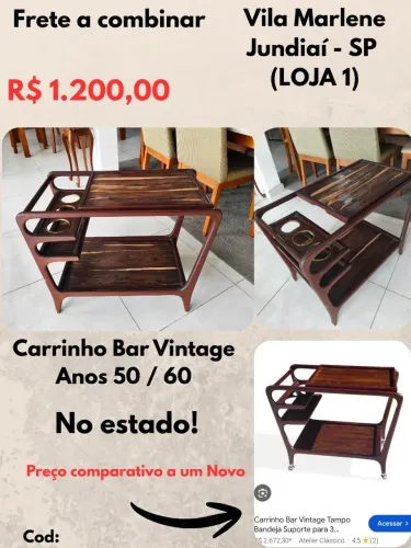 Carrinho Bar Vintage anos 50 /60