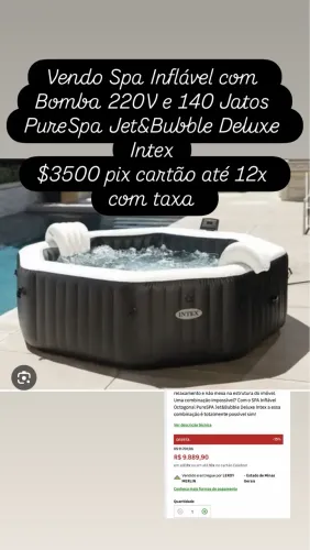 Spa Inflável 795L com Bomba 220v e 140 Jatos PureSpa Jet&Bubble Deluxe Intex