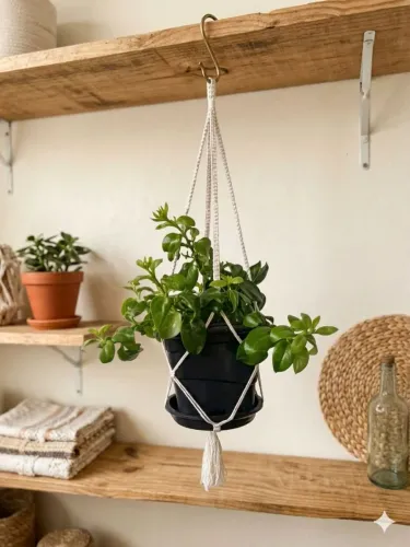 Suporte para plantas em macramé 