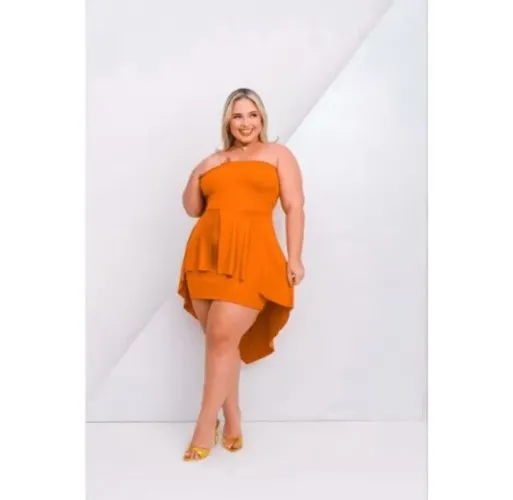 Vestido plus size laranja