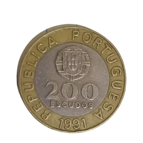Lote 5 Moedas Antigas de Portugal - Escudos Bimetálicas e Navegações