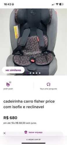 Cadeirinha para carro Fischer price