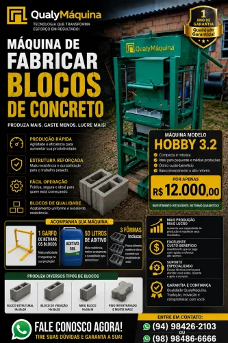 Máquina de Blocos Zero KM - Pronta para Produzir!