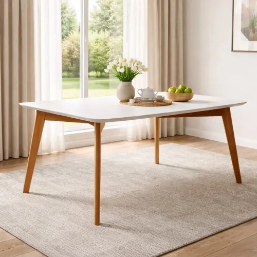 Mesa Jantar 180m Mel/Off White Base em Madeira tt8