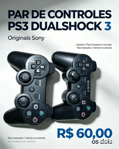 Par de Controles PS3 DualShock 3 ? Originais Sony