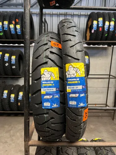 Par de Pneu Michelin Anakee 3 150/70-17 e 90/90-21 Bmw F800 GS850/Tiger 900/V-Strom 800