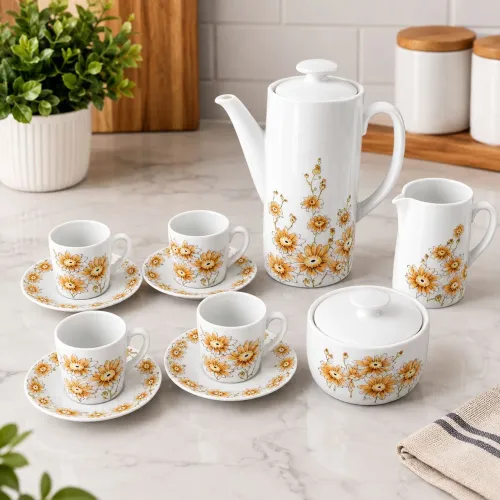 Lindo Conjunto de Café Vintage em Porcelana da Marca Porcelana Renner (Medaillon).