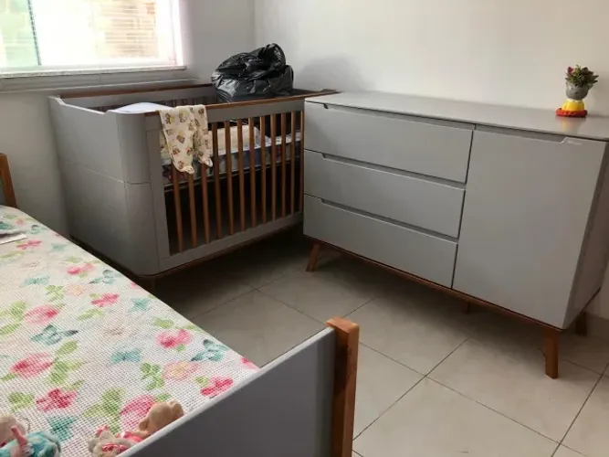 Berço Retrô Matic Cinza Infantil