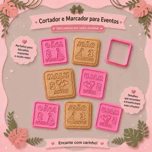 CORTADOR E MARCADOR DE BISCOITO PARA FESTAS - 1 PEÇA