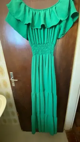 Vestido longo ciganinha social verde - tamanho XG, com forro | usado 2x