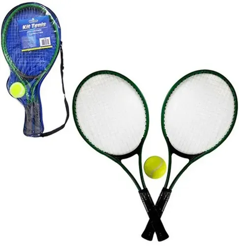 Raquete De Tenis Com 2 Unidades + Bolinha 52x22cm Na Bolsa