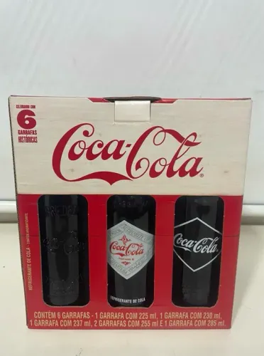 Kit Coca Cola Garrafas Retro Historico Com 6 Garrafas Cheias