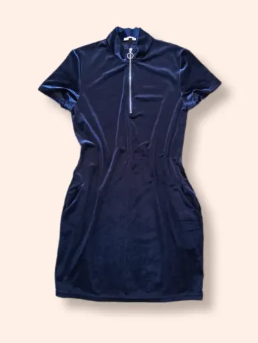 Vestido Veludo Azul Escuro Tamanho M