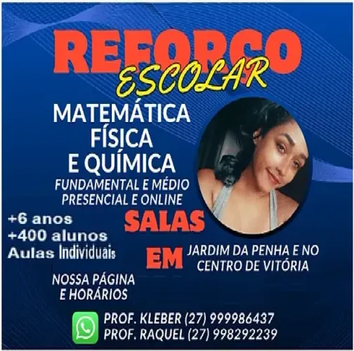 Aulas de reforço particulares fundamental I e II de matemática, física, química e ciências