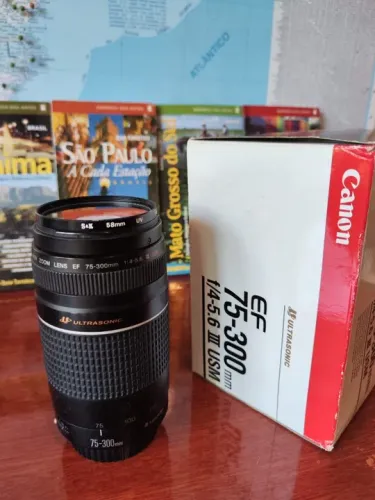 Lente Canon 75-300 f/4-5,6 EF III Auto-foco (semi-nova) - Cidade de SP