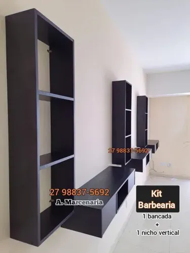 Kit Barbearia Mdf preto 