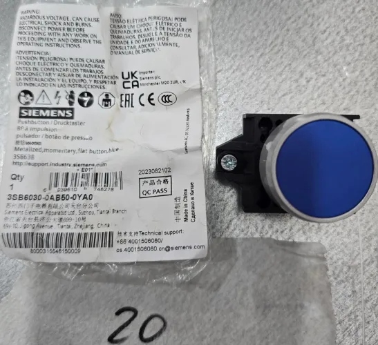 Botão pulsador azul Siemens