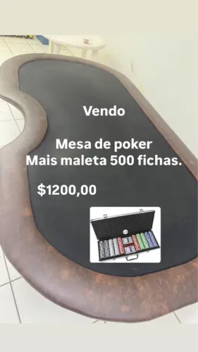 Mesa de Poker com maleta 500 fichas