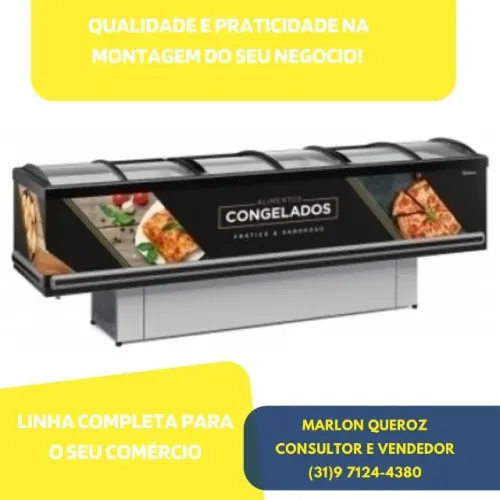 Ilha de Congelados 2,9 Metros Vidro Curvo Gelopar