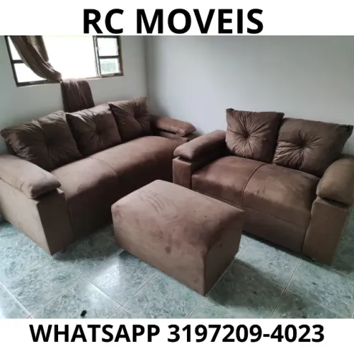 Conjunto Sofá Sonata 2 e 3 Lugares - Suede com Estrutura Reforçada