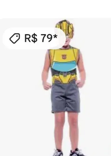 Fantasia do TRANSFORMERS bumbleblee Infantil NÃO ACOMPANHA MÁSCARA