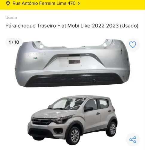 Para-choque Traseiro Fiat Mobi Like 2022/2023