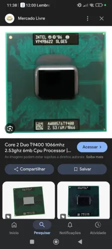 Processador intel core 2 duo t9400 p 1066