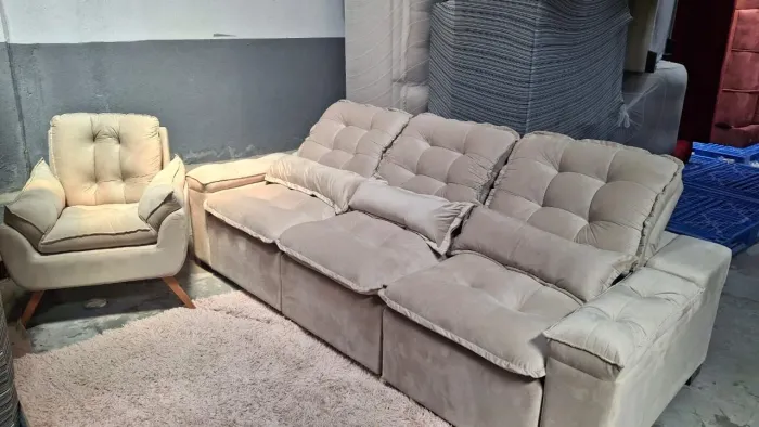 Conjunto Sofá Modular retrátil reclinável Elegante
