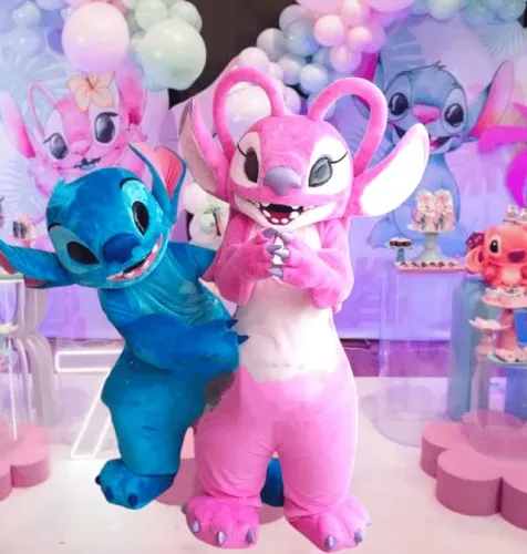 Personagens vivos cover Stitch e Angel Festa animação