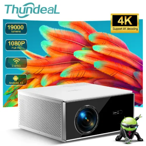 Projetor Thundeal TDA7 w Android 13 1080p Suporte 4k HDR Selado Lente selada