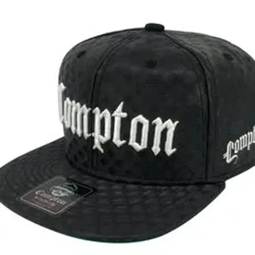 Boné Compton aba reta preto Couro Clássico