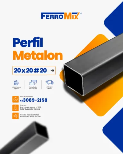 Perfil Metalon 20 x 20 - Chapa #20 (0,90mm) - 6 Metros - Parcelamos em até 10 no cartão!
