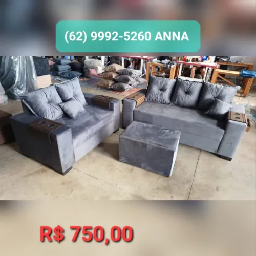 Sofá 2 e 3 lugares com Puff - Ótimo Preço!