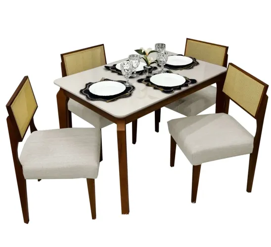 Mesa de Jantar 120×80 com Vidro 4 Cadeiras Grecia p33