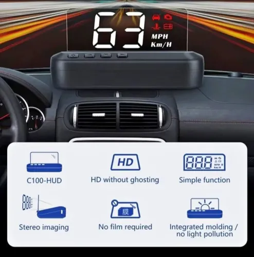 MINI DISPLAY HUD VELOCÍMETRO HD PARA CARRO, C100 OBD2