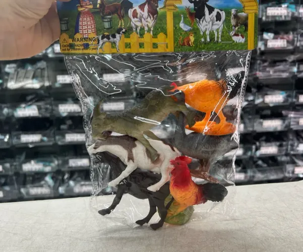 Brinquedo bonecos animais 6peças galo galinha