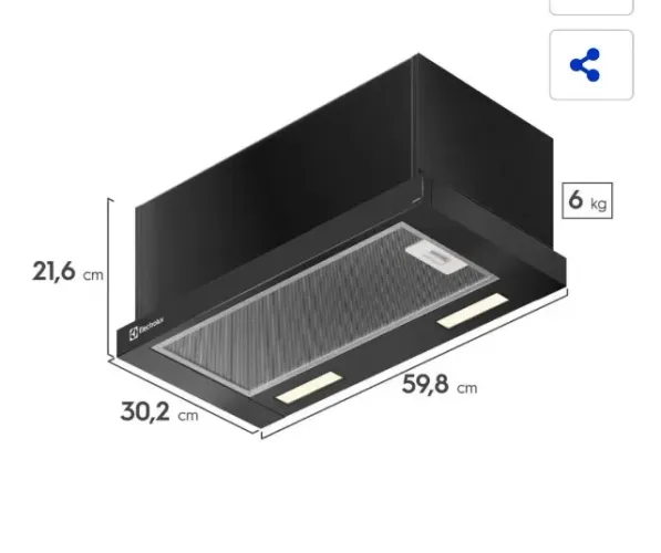 Depurador de Ar Electrolux 60cm Retrátil Preto Efficient com Luz de Led 