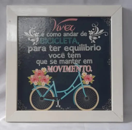 Quadro Decorativo Frase Viver É Como Andar De Bicicleta 23 X 23