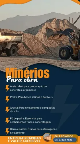 Minérios para sua construção: Areia, Pedra, barro, etc....