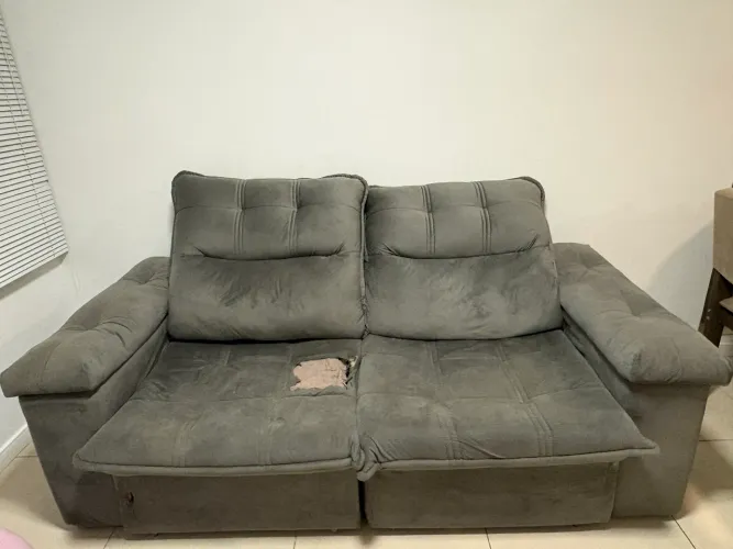 Sofá Retrátil Reclinável King House Verona 2m Velut Cinza com molas