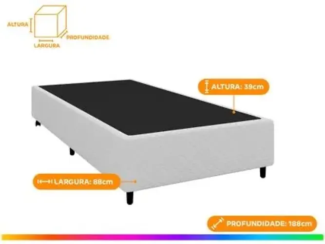 Base box simples solteiro Corino branco / pronta entrega 