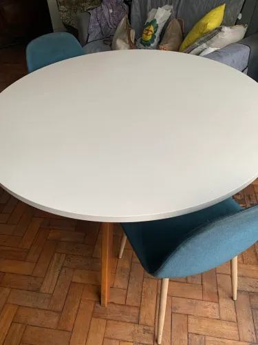 Mesa redonda de jantar branca madeira Tok stok