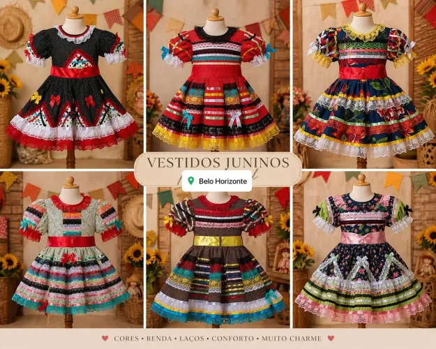 Vestido infantil de quadrilha 