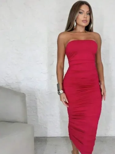 Vestido midi drapeado