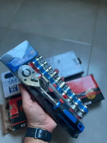Kit Jogo de Soquetes 12 Peças com Catraca 1/2" - 10 a 22 ou 24mm